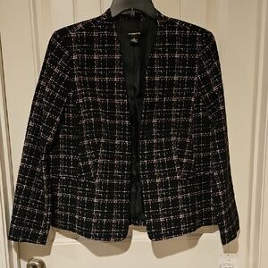 Liz Claiborne Black and Pink Checkered Blazer